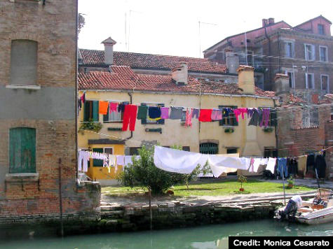 Laundry hanging out to dry in Venice, Italy