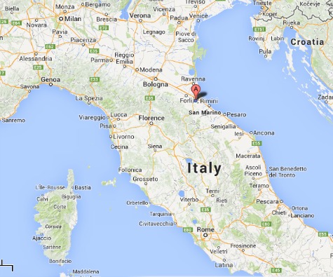 Map of the location of Cesena, Emilia Romagna