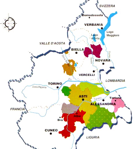 Map of Piemonte - Wine regions
