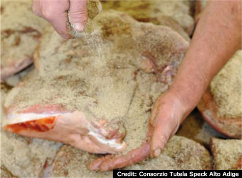 Flavoring and curing speck