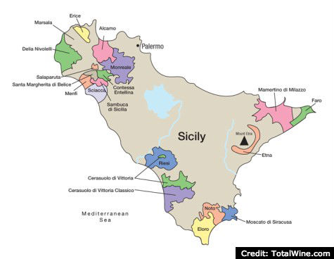 Wine Map of Sicily