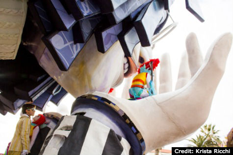 Inside the Carnival float